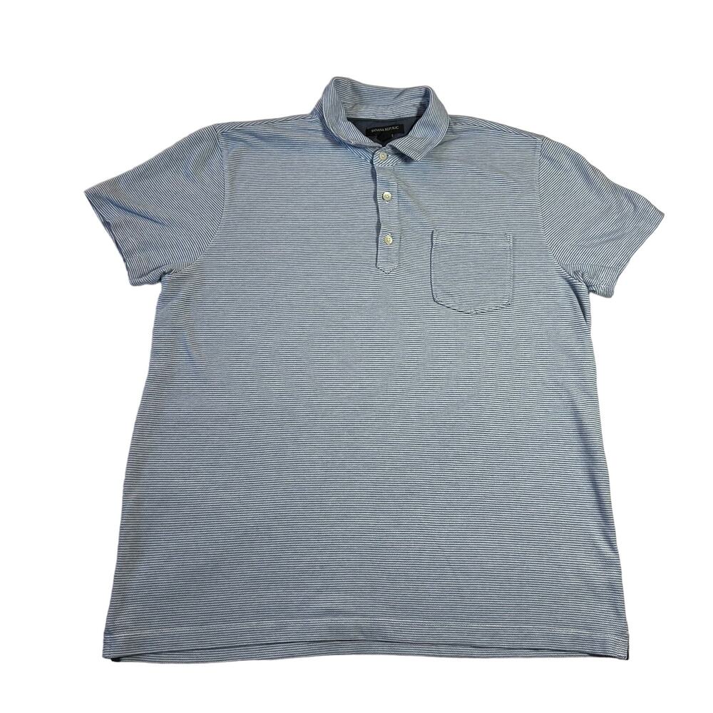 Banana Republic Men's Cotton Stripe Polo Shirt Size L Preppy Classic Casual